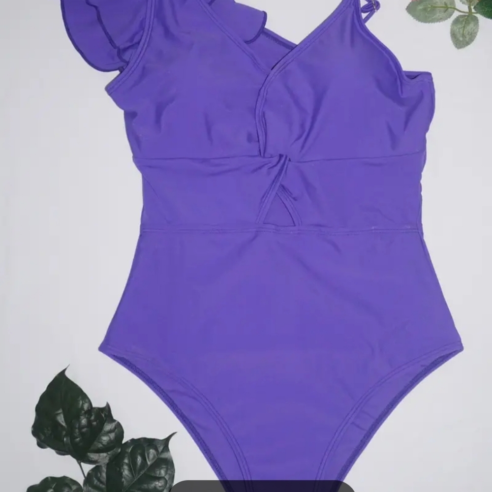 NWOT Vibrant Purple One-Shoulder Swimsuit - Picture 3 of 12